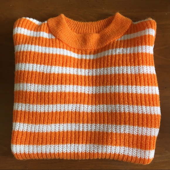 Beautiful bright Orange and White sweater. - Picture 1 of 6